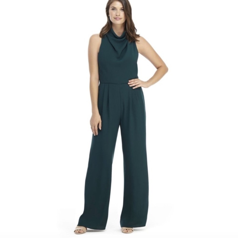 Gal Meets Glam Melanie Lace Back Jumpsuit in Emerald Green